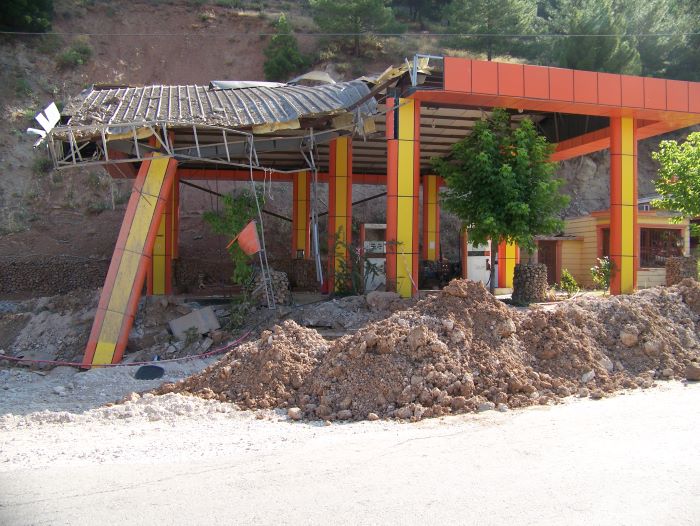 The gas station in Amedi after being hit by a Turkish airstrike.