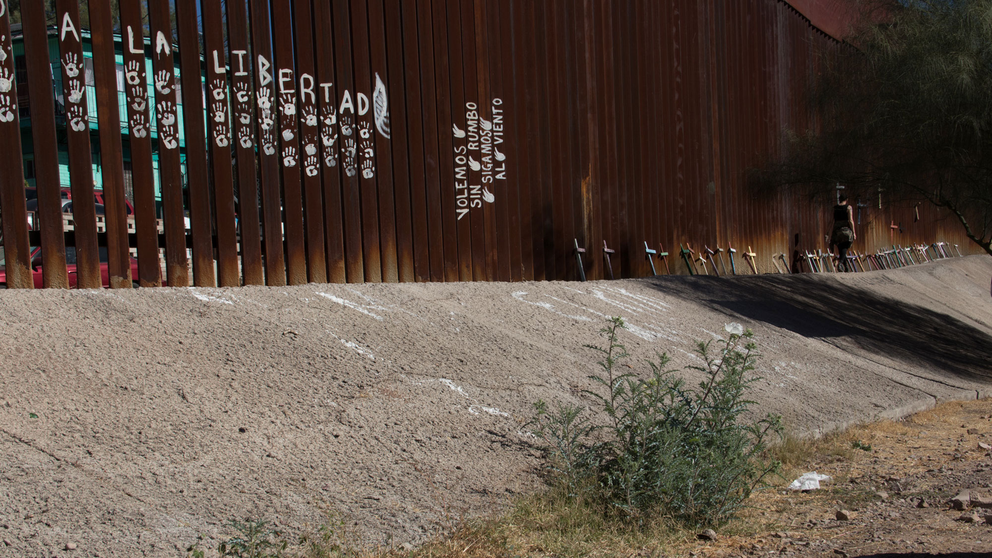 border wall on US Mexico border in nogales