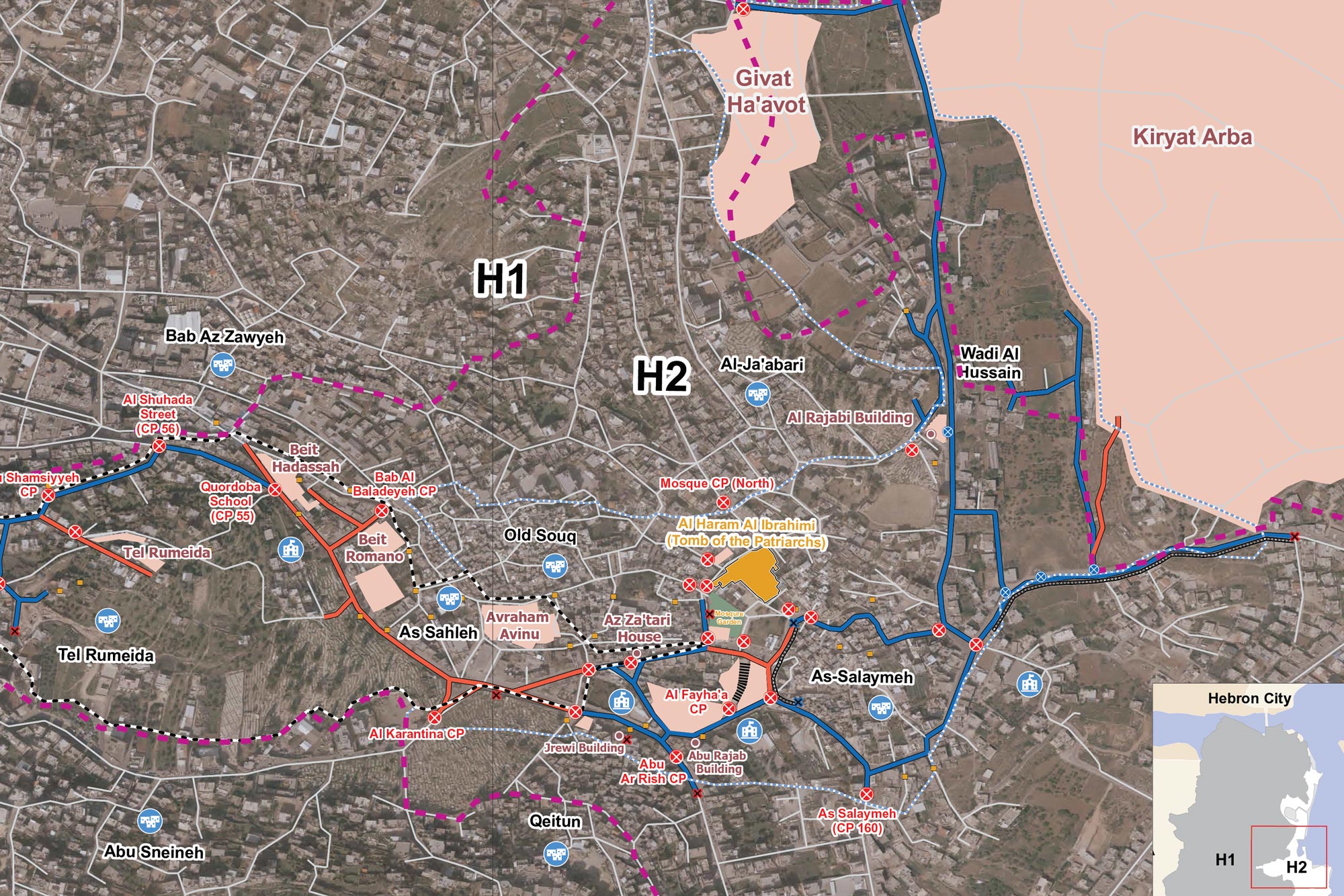 Map of hebron, palestine