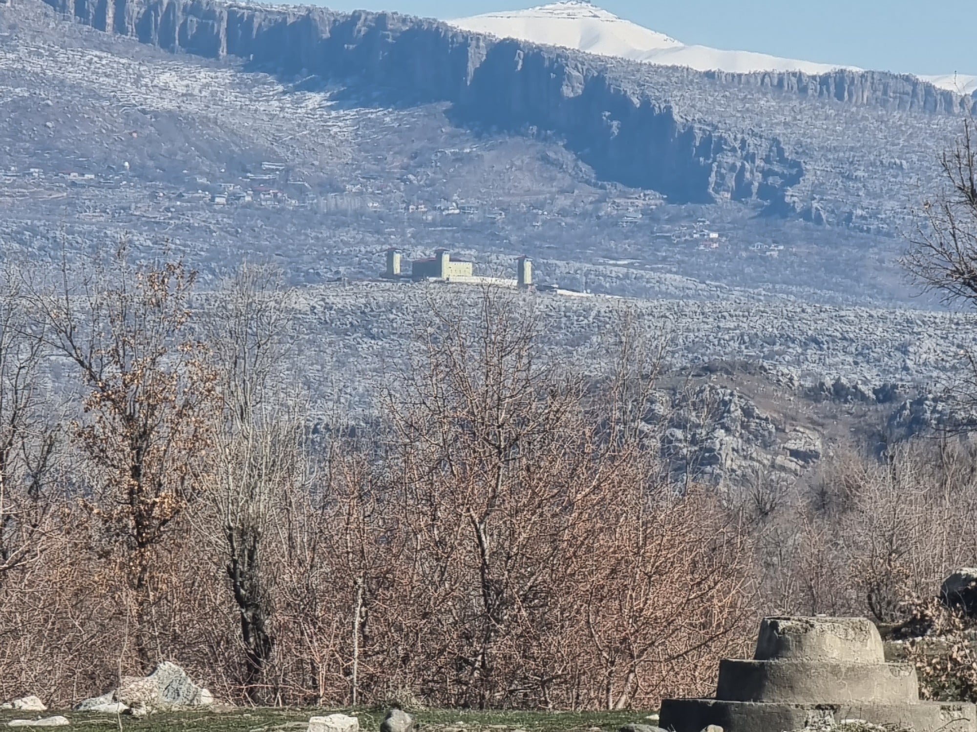 A military base in the distance