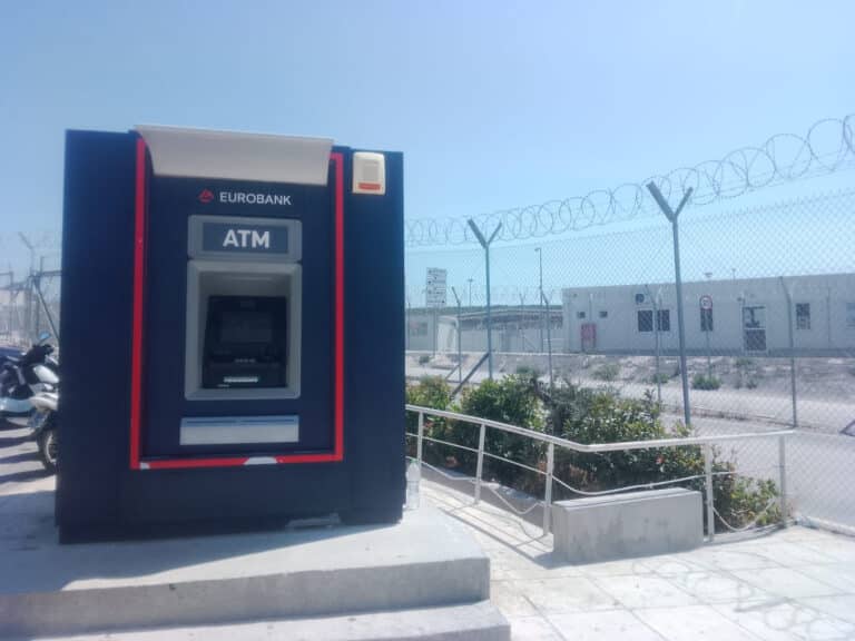 An ATM in a refugee camp