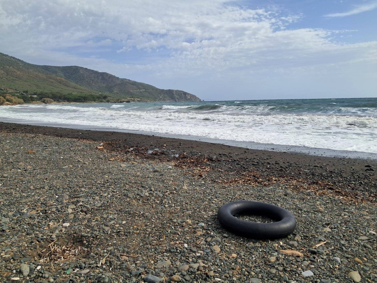 A rubber ring lying on a beach