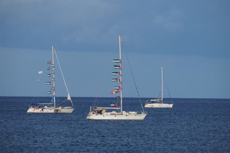 Three boats at sea