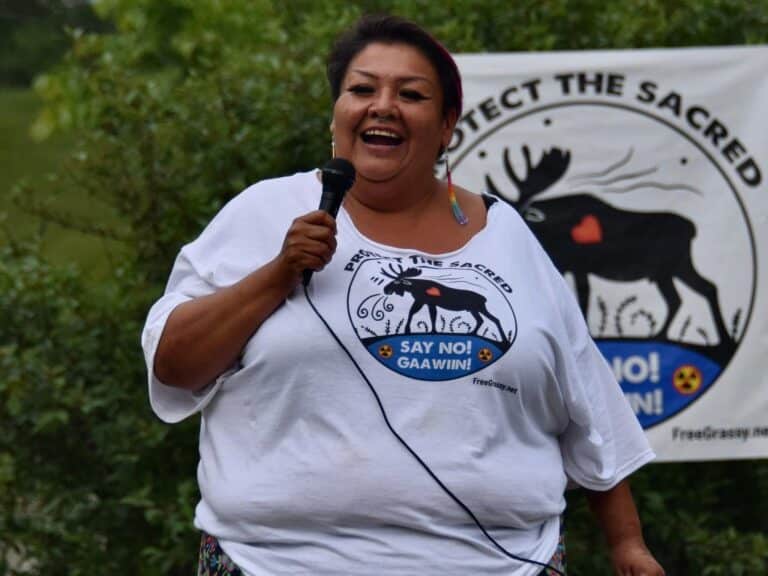 Somebody speaking into a microphone