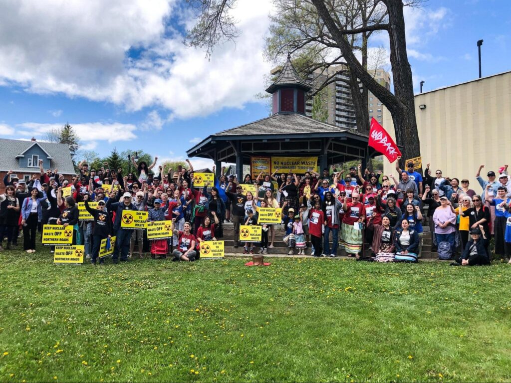 Protestors show up to support the “Say No to Nuclear Waste” rally in Thunder Bay, Ontario.