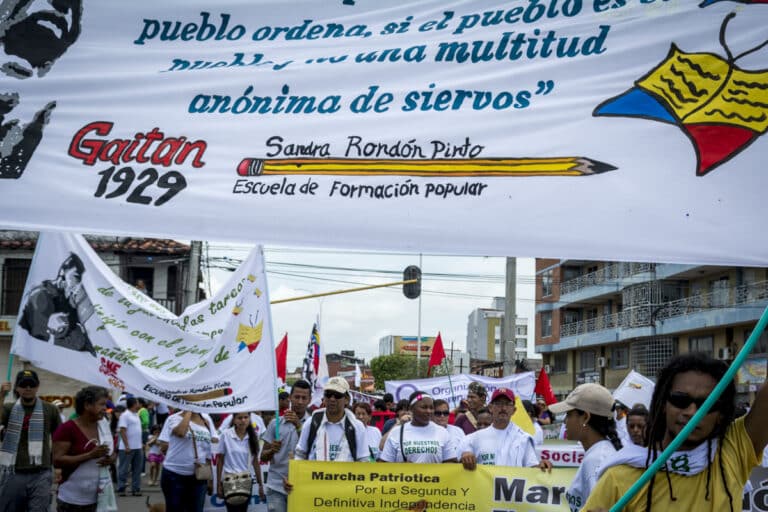 People march at a rally