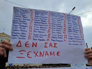 A list of names of victims of the train crash